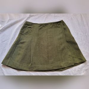 Vintage pleated green wrap mini wool skirt made in Italy warm fall cute